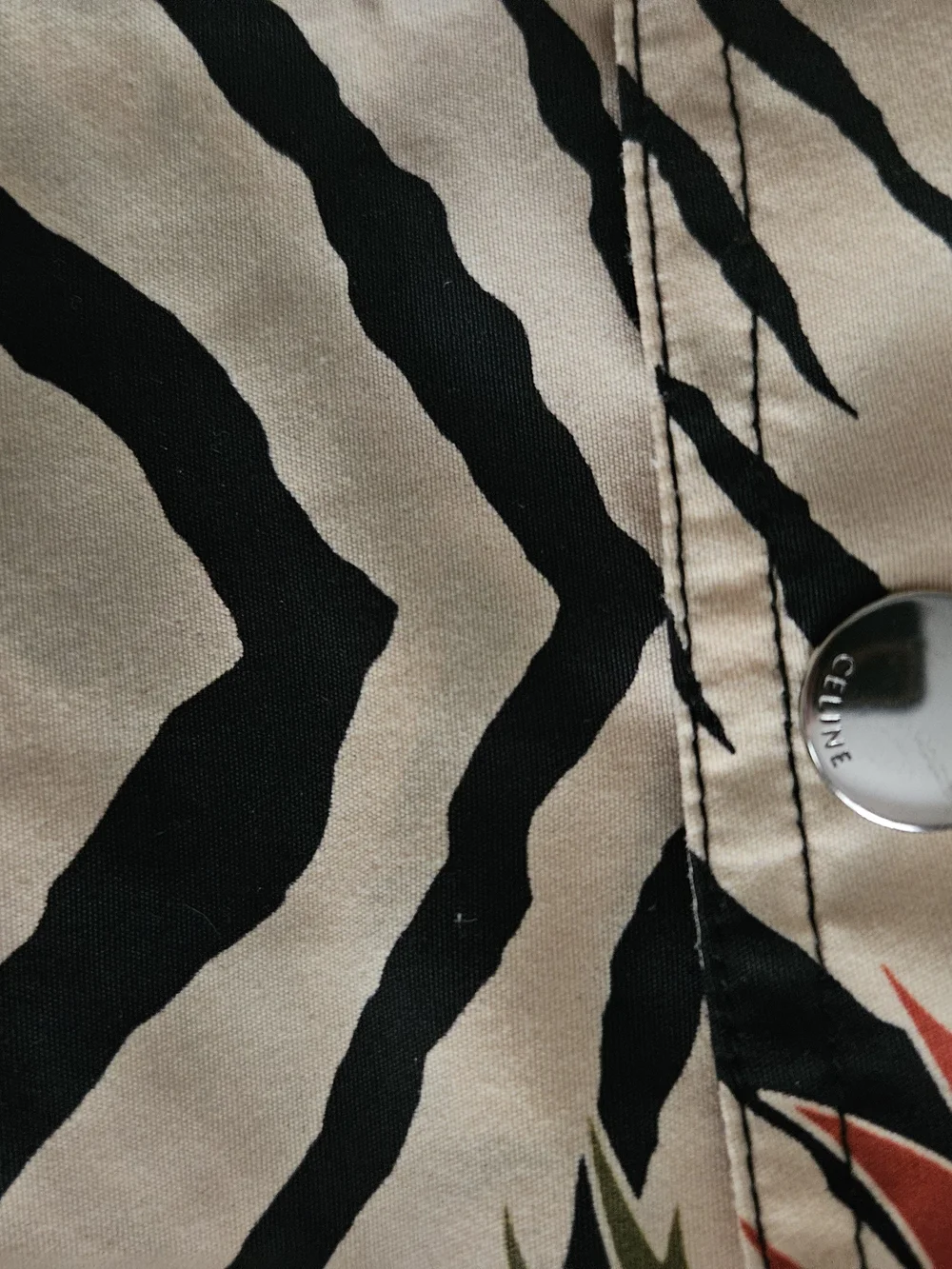 CELINE Zebra Print Floral SWIM SUIT MEN MED SIZE in Beige, Black & Red